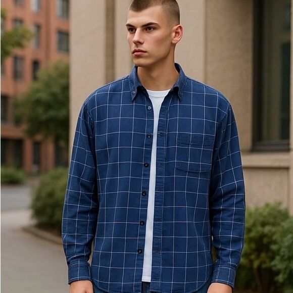 Abercrombie & Fitch Button Down Soft A&F Flannel Mens Size Large Plaid Pattern - Picture 1 of 6